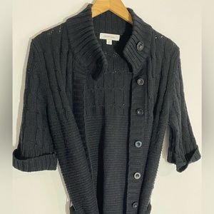 Merona Black 3/4 Sleeve Wrap Belt Sweater medium